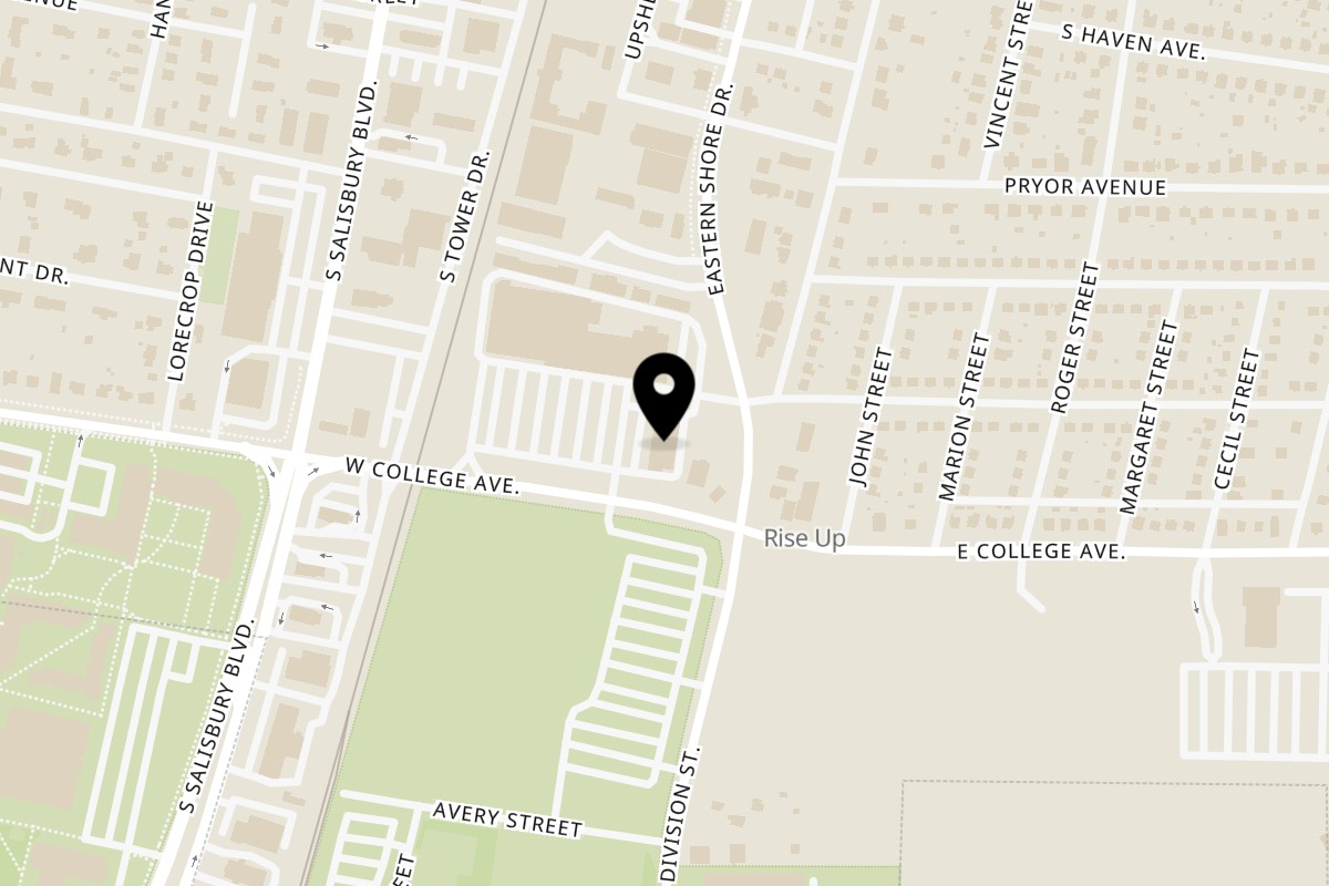 Map showing the location of El Pollo Asado on 119 W College Ave in Salisbury